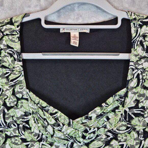 JM Collection Womans 3X Floral Lace blouse Black/Green lined Office casual - Picture 9 of 14